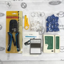 RJ45+RJ11 NETWORK CRIMPING TOOL KIT CABLE TESTER WIRE STRIPPER PLUGS X002JX6GYB