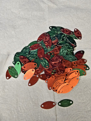 160 Vtg 1995/96 LEHIGH COUNTY, PA Aluminum Oval RED/Green DOG LICENSE TAGS