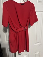 Zara Basic Red Romper with Skirt Overlay Women's Size S