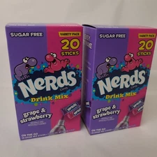 Nerds Drink Mix Grape & Strawberry To Go Sticks Sugar Free 2 Pack (40 Sticks)