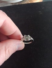 Sterling Silver Green Square Gem Ring Size 9 No Box