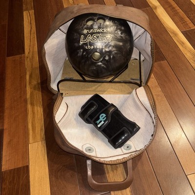 Brunswick Laser 14lb Bowling Ball W/ Bag & Leather  Ebonite Bowling Glove Wrist