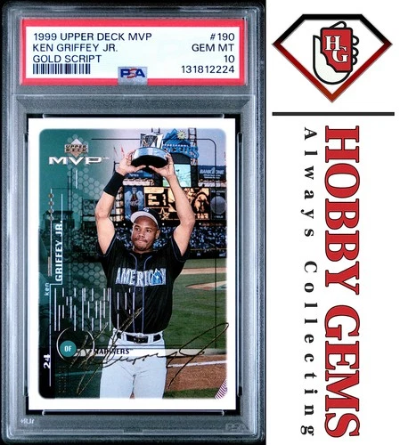 KEN GRIFFEY JR PSA 10 1999 Upper Deck MVP Gold Script #190 SN 18/100
