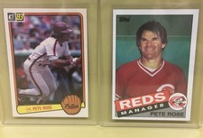 Pete Rose lot of 24 cards Reds Phillies Hits Record breaker Topps Fleer Donruss