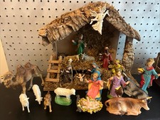 Painted Vintage Papier Mache Nativity Set +++...