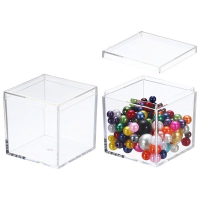 2Pcs 2.2'' Small Acrylic Storage Box with Lid Clear(Square),
