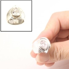Sterling Silver Cubic Zirconia Solitaire Ring Pear Cut 