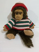Hosung Monkey / Chimp Puppet 1994 W/ Sweater & Cap Christmas Lifelike W/ Squeak
