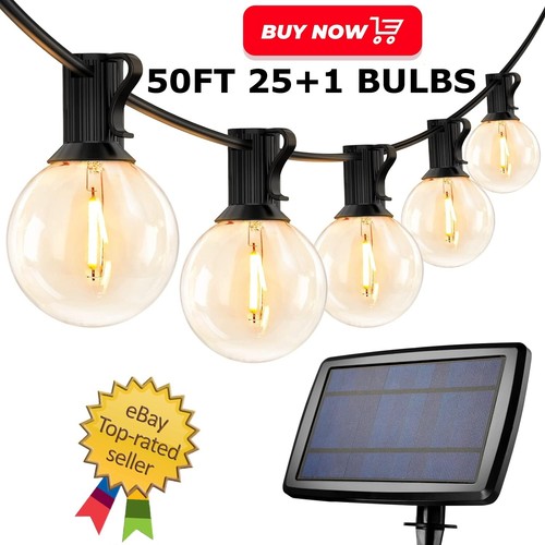 Cadena de luces LED solares para exteriores 50 pies luces de globo iluminación de cadena LED para exteriores - Imagen 1 de 12