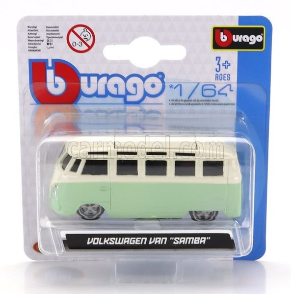 Burago 1/64 Van Volkswagen T1 Samba Minibus 1962 Statisches Modell Diecast-image