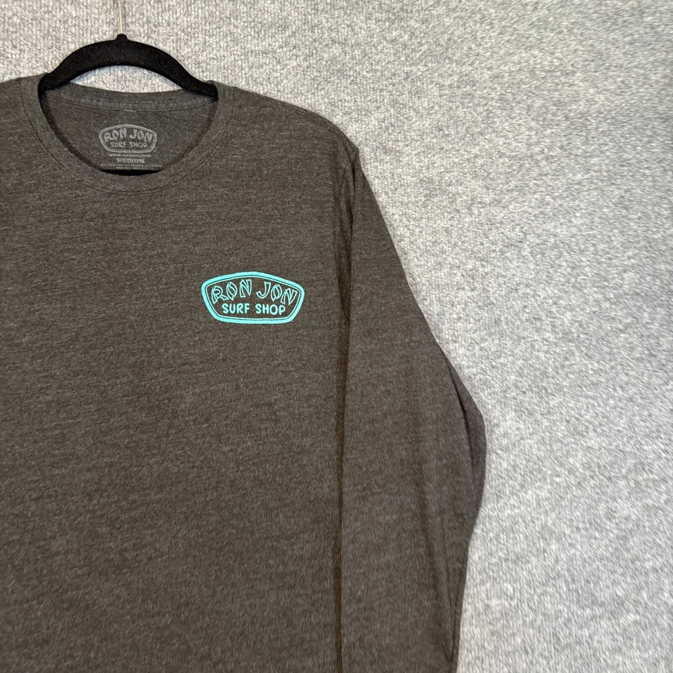 Ron Jon Surf Shop Shirt Adult Medium Gray Crewneck Logo Surf Long Sleeve Tshirt - Image 4 of 4