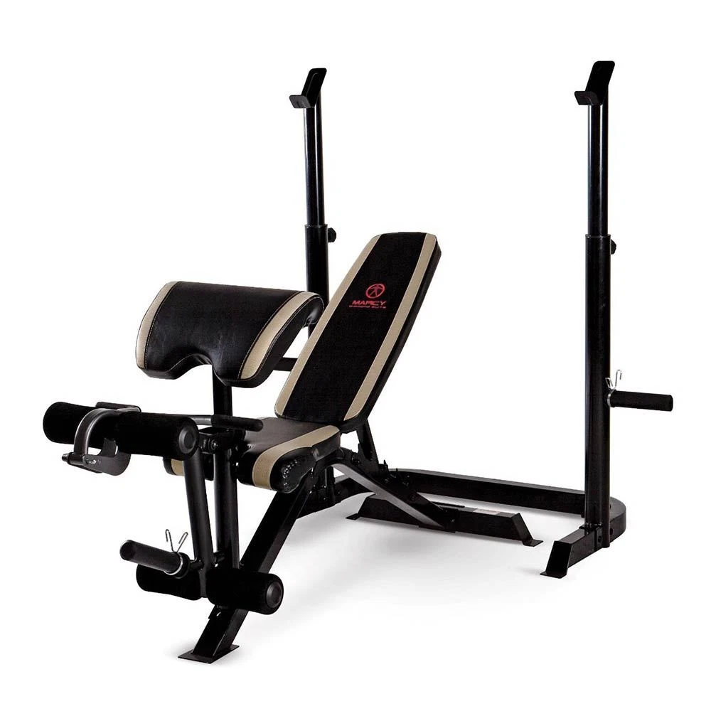 Olympic Weight Bench Squat Rack MD 879 Two piece w Preacher Curl Leg Marcy