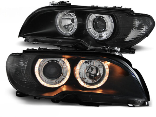 Scheinwerfer Paar BMW 3Er E46 Coupe 03-06 Angel Eyes Schwarz-image