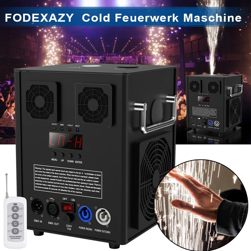 2PCS Cold Spark Machine 700W Stage Effect DMX Firework Wedding 6.6-9.8ft w/Case - Image 2 of 4