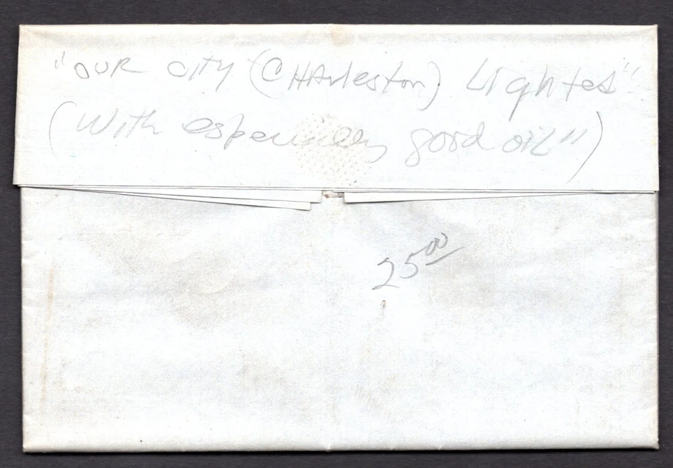 US 1849 FOLDED LETTER "OUR CITY BEING LIGHTED WITH ESPECIALLY GOOD WHALE OIL" - Image 2 of 3