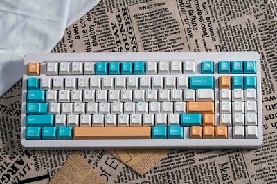 Cyan White Orange Cherry Profile Dye Sublimation PBT Keycap Set