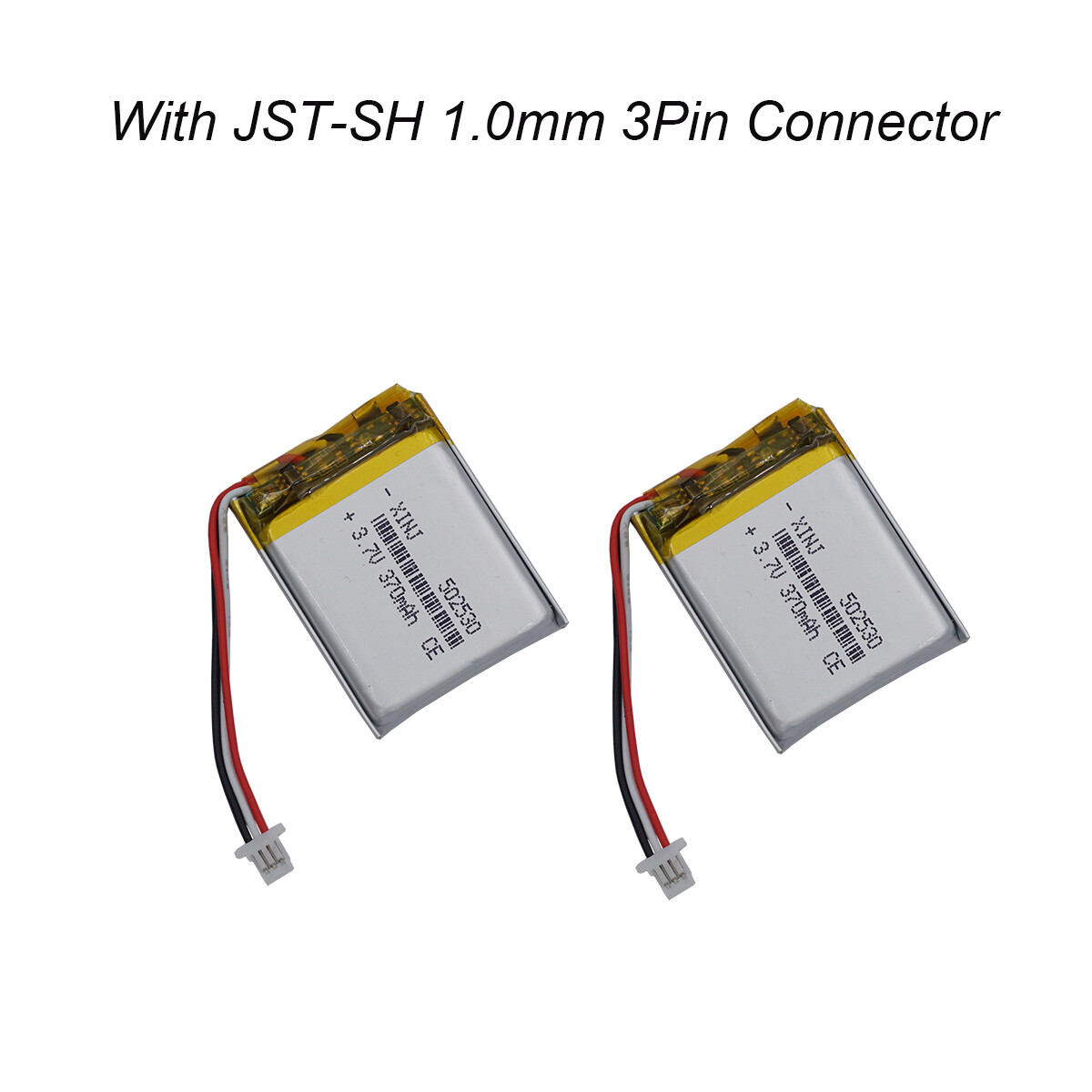 2pcs 3.7V 370mAh 1.36Wh Li Battery Li-ion 502530 JST 3pin1.0mm For Dash Cam GPS