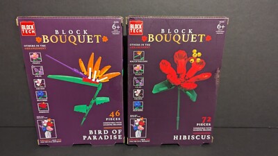 Block Tech - Stems - Lot Of 2 - Hibiscus And Bird Of Paradise