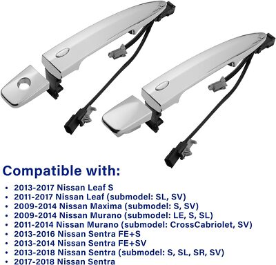 Poignée De Porte Extérieure Côté Conducteur - Compatible Nissan Leaf 2011‑2017, Chromée