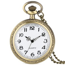 Steampunk Open Face Pocket Watches Quartz White Dial Men Women Engraving Case