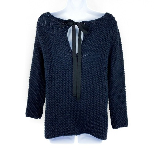Zara Knit Tie-fiocco sul retro con lavorazione a trama grossa maglione M  Manica Lunga Invernale Pullover Blu Navy | eBay