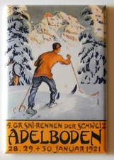 Adelboden Switzerland FRIDGE MAGNET travel poster ski "style B"