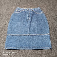 Vintage Levi Fitted Midi 5 Pocket Denim Skirt Women 9 Blue With Zip Slit Brown