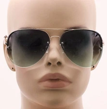 New Celebrity Aviator Sunglasses 2-toned Gradient Oceanic Lenses Metal Rimless