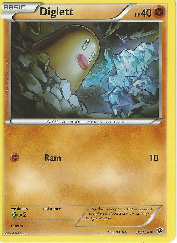 36/124 Diglett Common: Pokemon Trading Card Game XY-10 Fates Collide