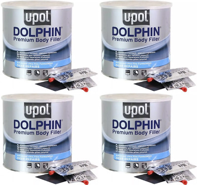 4x U-POL Premium Dolphin Tiefenreparatur Karosseriefüller Kitt 3L DOLFB/D