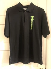 MONSTER TOOLS COMPANY COLLARED SHIRT LARGE POLYESTER BLACK WITH GREEN LOGO