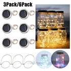 3/6Pack 20Led Solar Mason Jar Lid Lights Outdoor String Fairy Hanging Lanterns