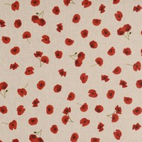 Dekostoff Halbpanama Leinenlook Flower MohnblüTen Allover Natur Rot 1,40M Breite
