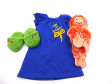 American Girl Lanie's Blue Nightgown Green Slippers Orange Orangutan pajamas