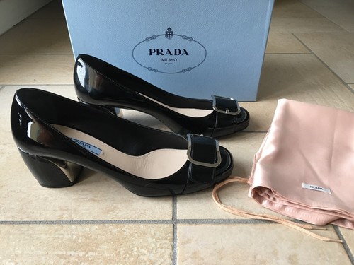 PRADA SHOES SCARPA DECOLLETE DECOLTè DONNA PELLE NERO MADE IN ITALY tg 39.5  39,5 | eBay