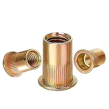 20 Pcs Rivet Nut 1/2"-13 UNC Flat Head Rivnut Threaded Insert Nut Zinc Plated