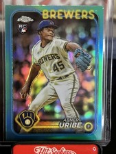2024 Topps Chrome Aqua Refractor /199 Abner Uribe Rookie - Milwaukee Brewers RC