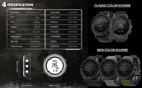 Military Watches with Compass for Men Tactical Watch Outdoor Mens Sports Watches - Picture 52 of 68