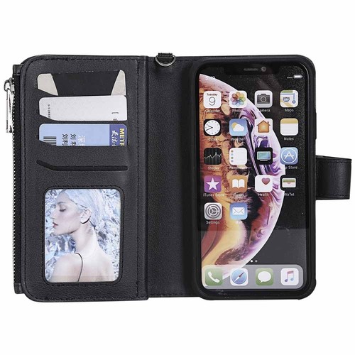 For iPhone 11 Pro Max XR 6s 7 8 SE Removable Magnetic Leather Wallet Case Cover - Picture 21 of 49