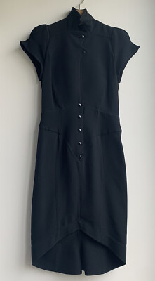 THIERRY MUGLER, Paris Rare - Vintage Exquisite 80 s Black Textured Dress 6/8.
