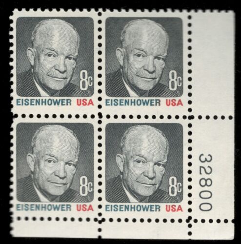US. 1394. 8c. Dwight D. Eisenhower, Regular Issue. Plate Block of 4. MNH. 1971 - Picture 1 of 2