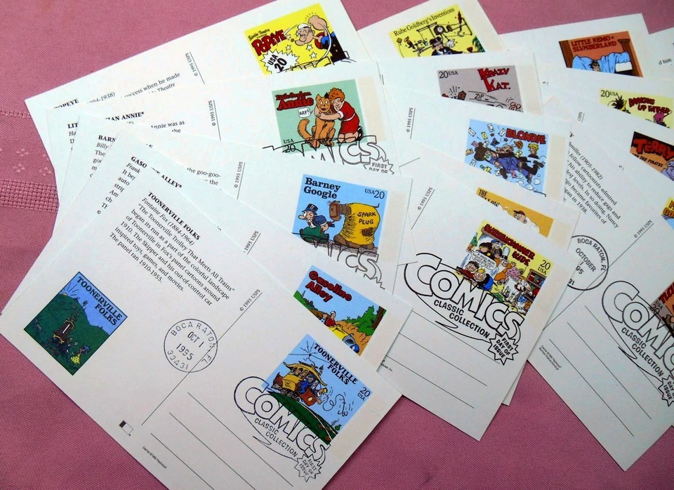 1995 COMIC STRIP CLASSICS full set of 20 FDCs Sc UX221-UX240 Fleetwood cachets - Image 3 of 4