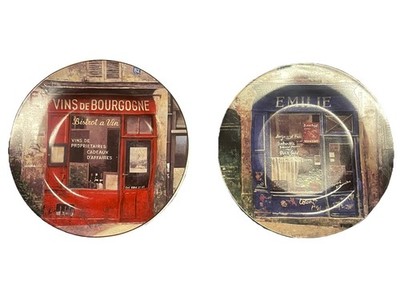 2 French Cafe Store Front 8  Decorative Wall Art Fine China by Sakura