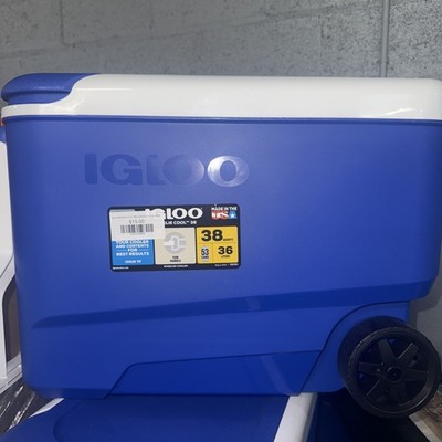 IGLOO WHEELIE COOL 38QT ROLLING COOLER - BLUE