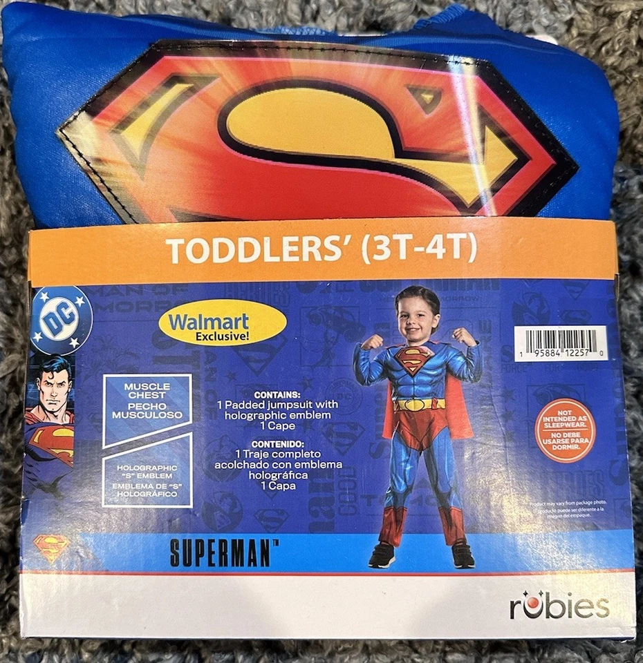 Nuevo Adorable Disfraz de Superman DC de Rubies Niños Pequeños Talla 3T-4T Foto 3 de 4