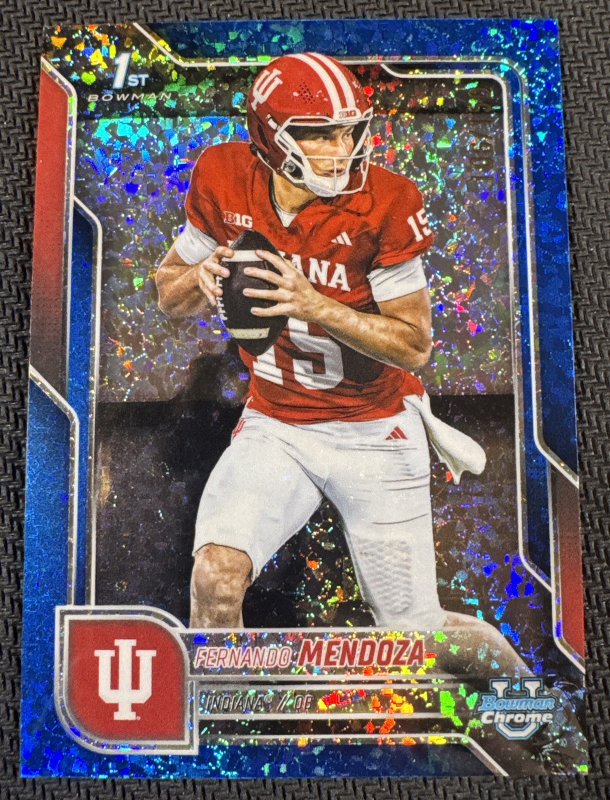 FERNANDO MENDOZA 2025 Bowman Chrome U Blue Mini-Diamond 1st Card # /150