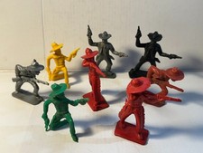 Lot of VTG plastic Tim Mee Cowboy figures. Eight total.