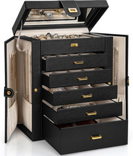 Jewelry Box Organizer Functional Leather Jewelry Storage Case for Women Girls Ri
