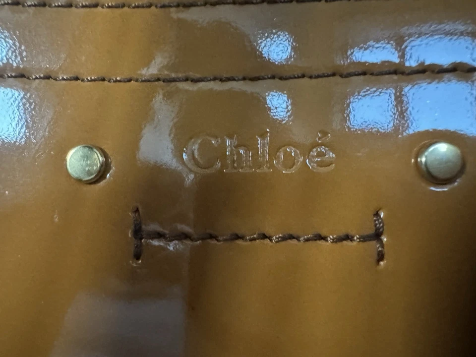 Bolso Bandolera CHLOE Roy Marrón Caramelo Charol Mediano Hombro Ecuestre Foto 3 de 4