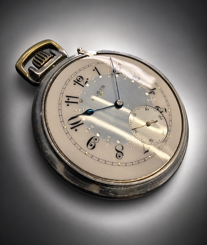 🔥Elgin BW Raymond UNREAL FANCY DIAL 19J RR Grade Special Variation Pocket Watch - Picture 3 of 16